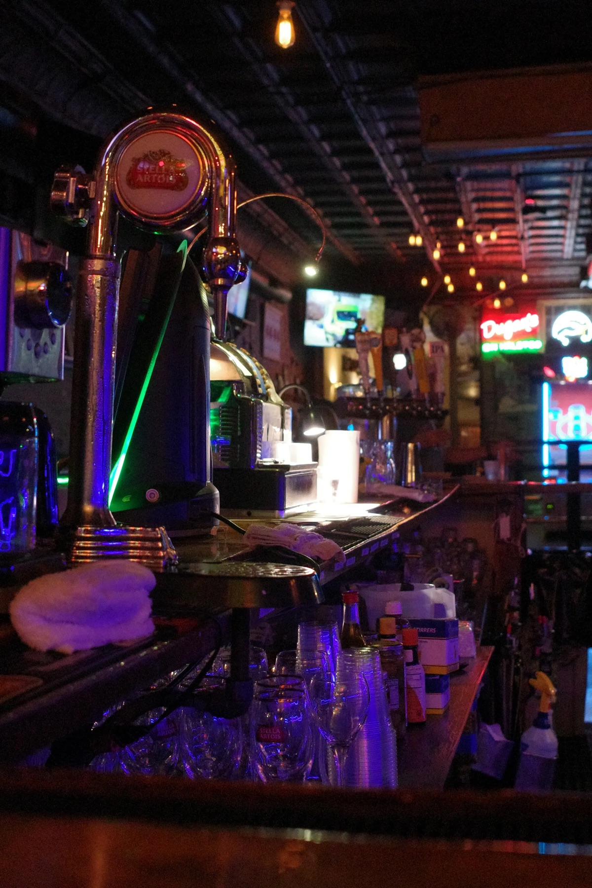 Neon at the arcade bar